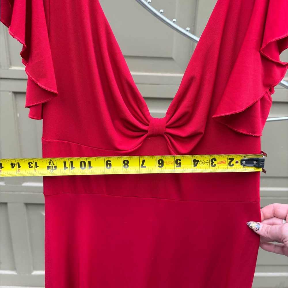 Red Dress with Ruffle Sleeves - Picture 7 of 7